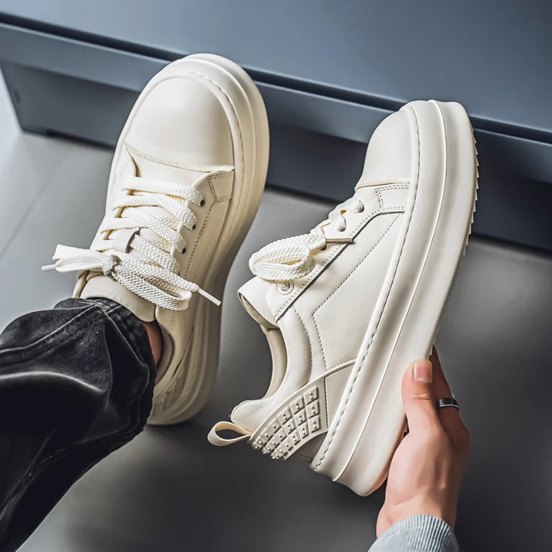 Men's Casual Leather Skateboard Vulcanized Tennis Sports Shoes Sneakers