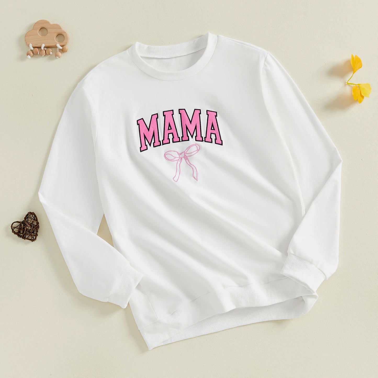 Family Matching Baby Sweatshirt - Long Sleeve Bow Embroidery Pullover