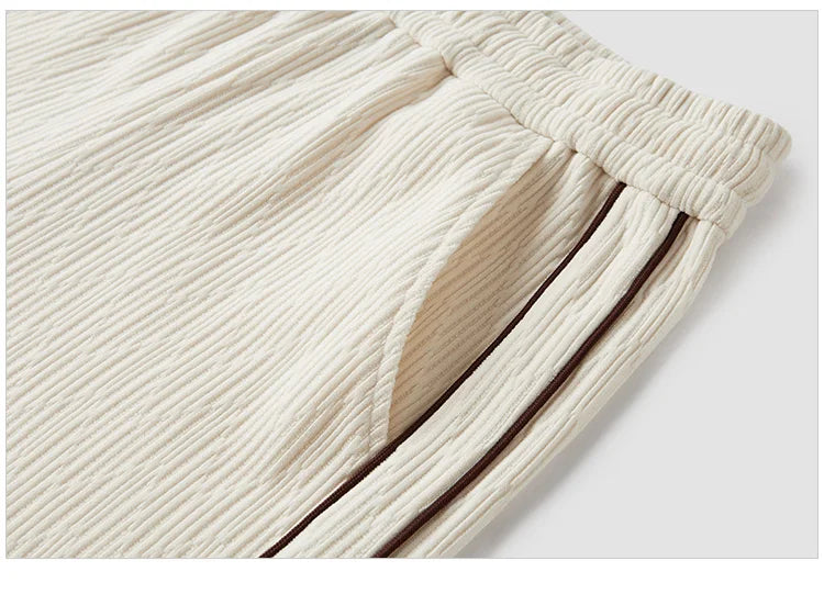 Chenille Wide Leg Trousers - Women's Colorblock Slimming Street Style Pants