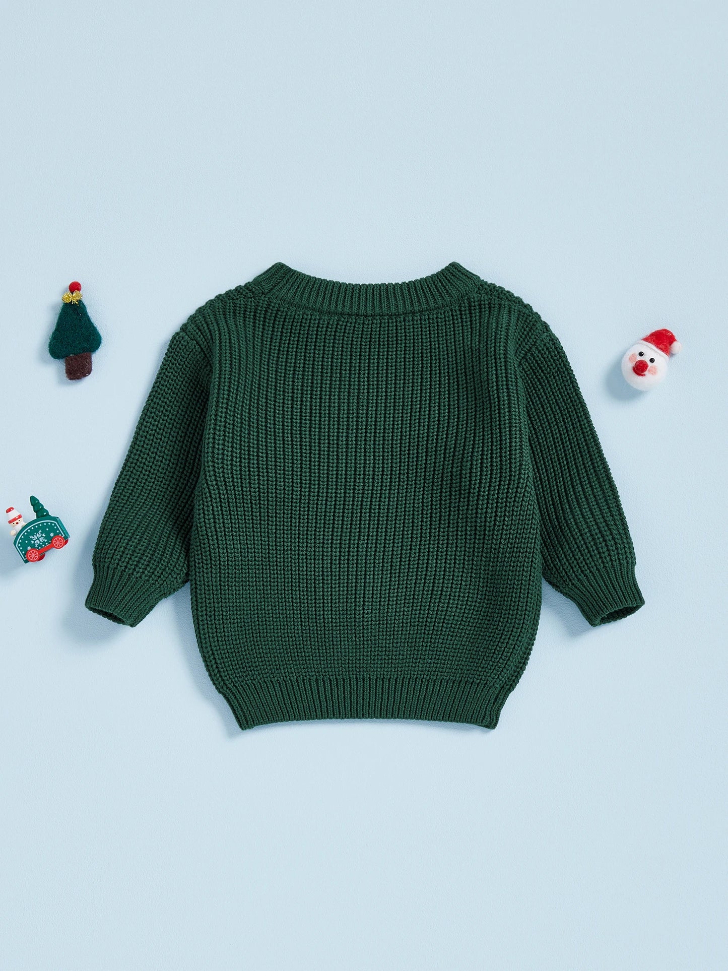 Baby Christmas Sweater - Letter Embroidery Round Neck Pullover Knitwear