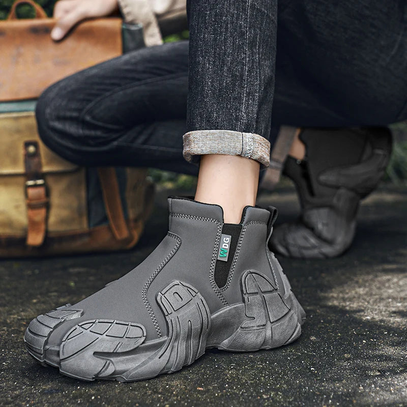 Men's Casual High Top Platform Skateboard Slip On Ankle Comfortable Vulcanized Sneakers
