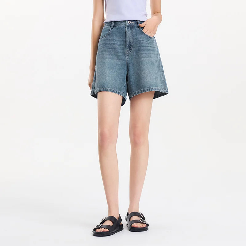 Women's Slimming Straight Leg Denim Shorts - Cooling Summer Style