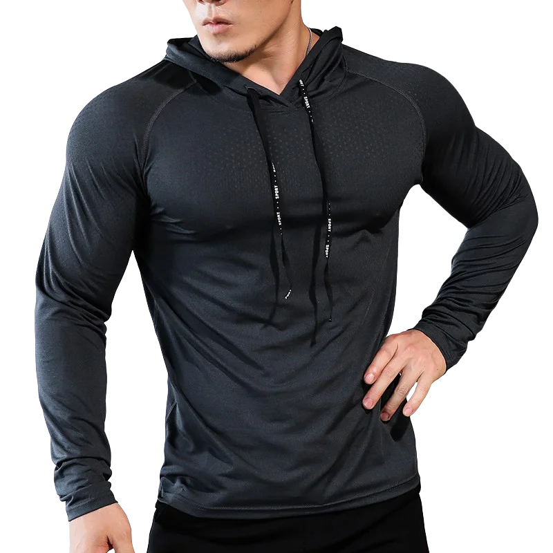 Men's Fitness Tracksuit Running Sport Hoodie Gym Hooded Outdoor Workout Athletic Muscle Training Sweatshirt Top