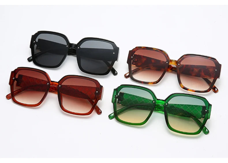 Women's 1/3pcs Classic Square Large Frame Retro Mesh Gradient Sunglasses UV400