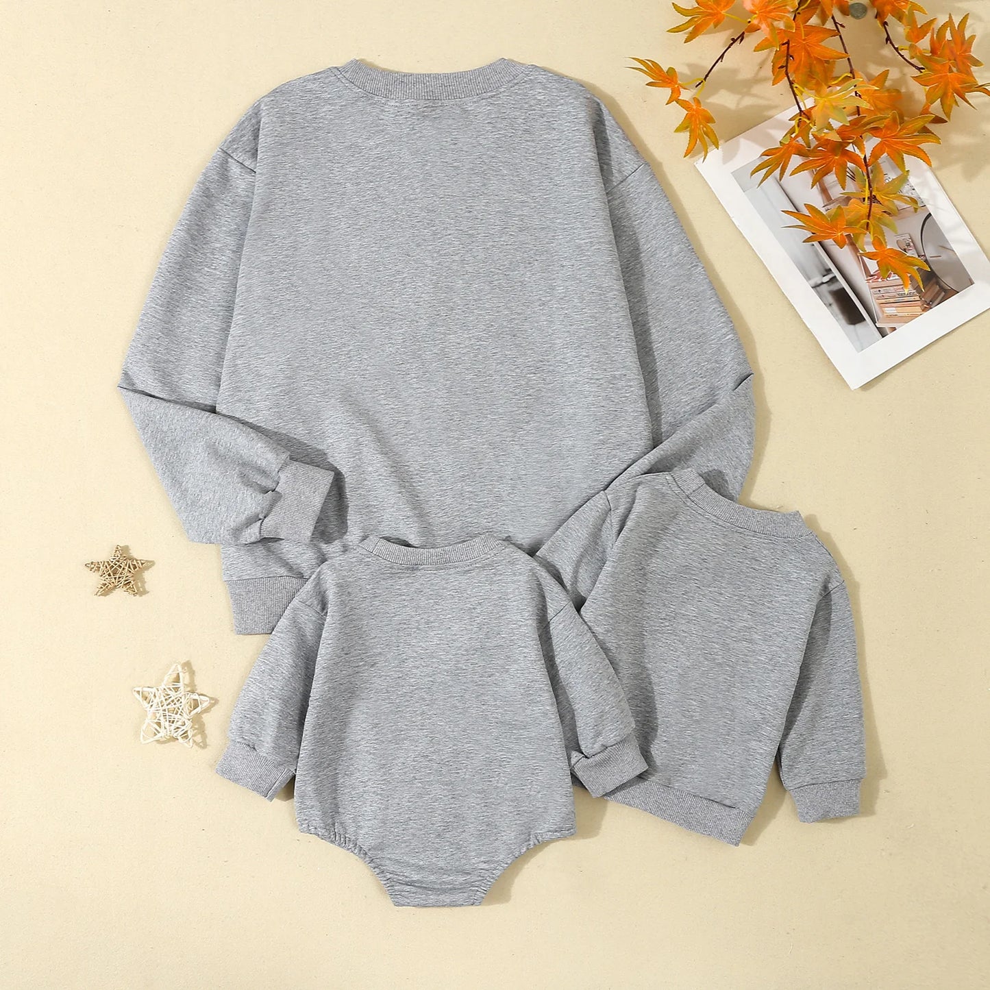 Family Matching Boys Girls Romper/Sweatshirt Set - Long Sleeve Letter Print Pullovers (0-4Y)