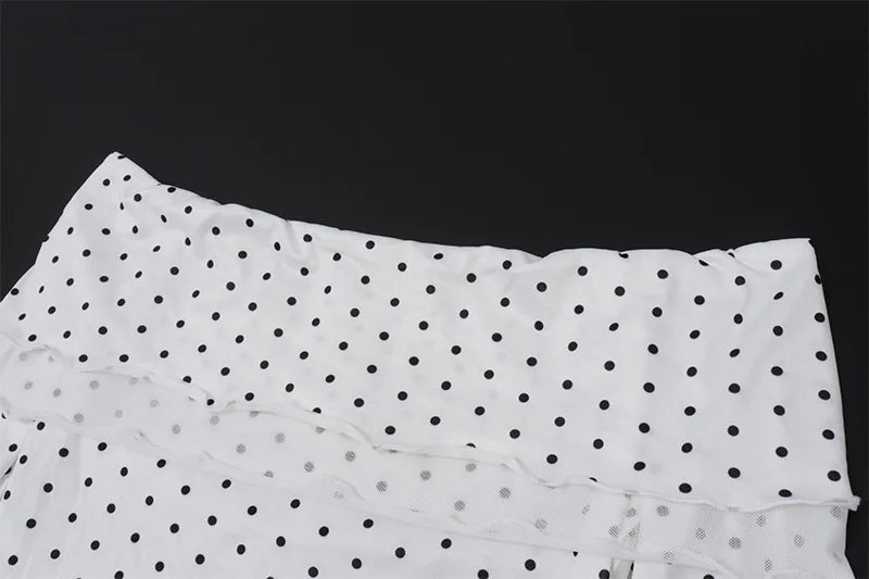 Women'Polka Dot Off Shoulder Two Piece Club Outfit Set