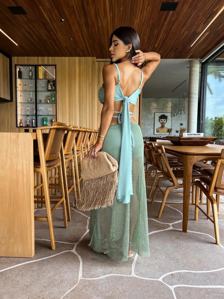 Women’s V Neck Sleeveless High Cut Naked Waist Long Evening Party Dress