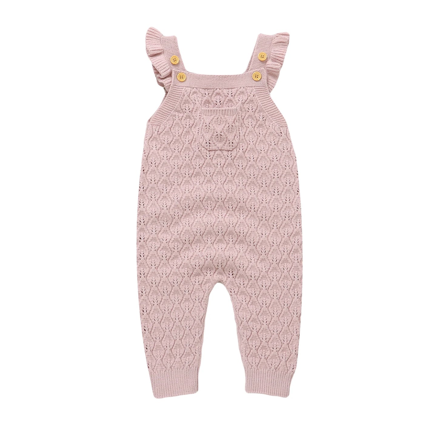 Baby Autumn Romper - Solid Ruffles Fly Sleeve Knit Jumpsuit Overalls Sweater