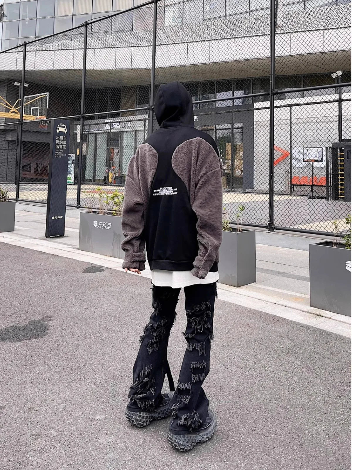 Men's Damage ripped Gothic flare pants skinny Jeans