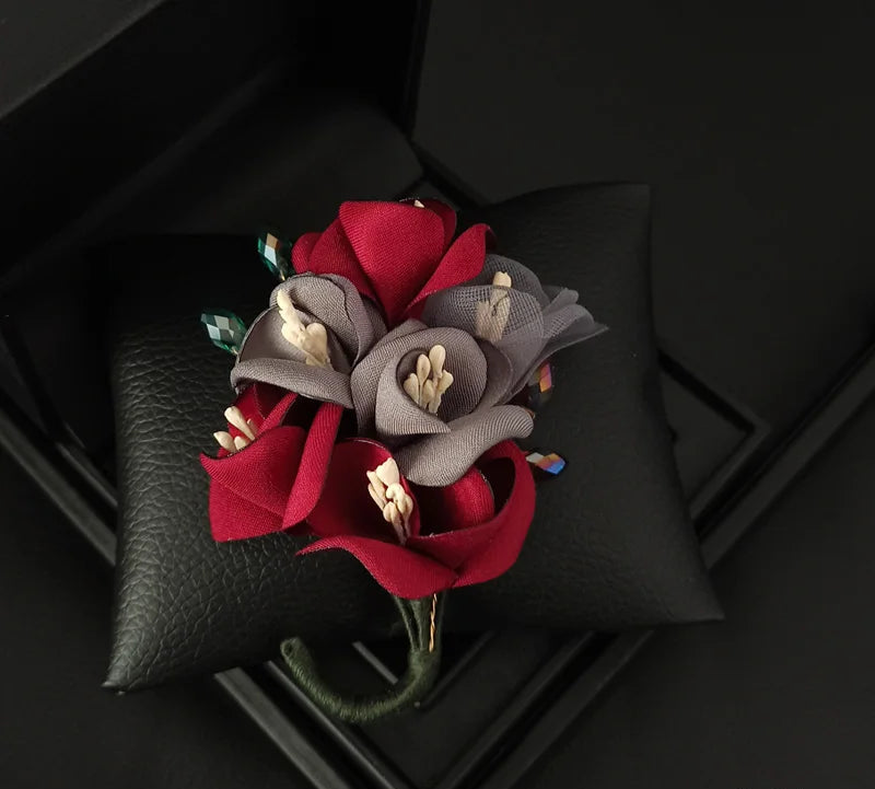 Elegant Fabric Flower Brooch Pin - Handmade Corsage for Women