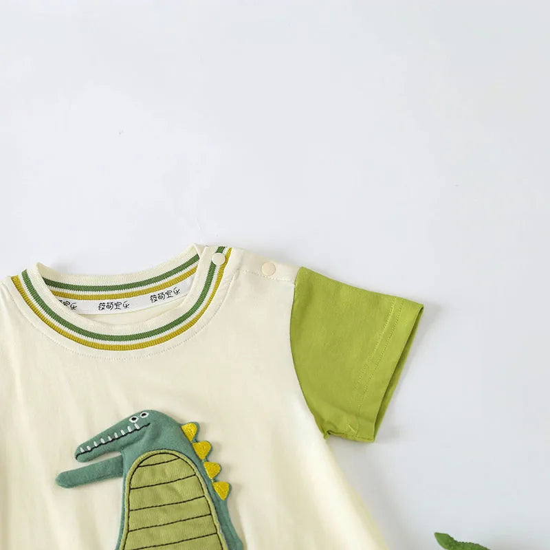 Baby Toddler Newborn Cartoon Dinosaur Short-sleeved Jumpsuit Romper