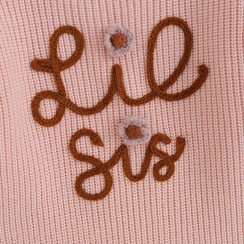 Toddler Girl's Sweater - Letter Embroidery Long Sleeve Crew Neck Pullover
