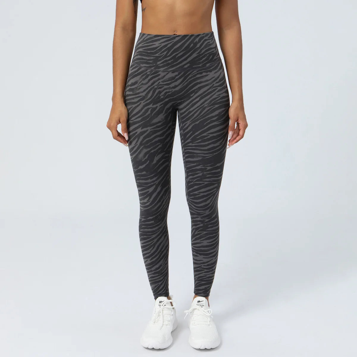 Women's High Waist Yoga Pants Buttery Soft Zebra Stripe Printed Sports Leggings Breathable Workout Running Tights Sportswear