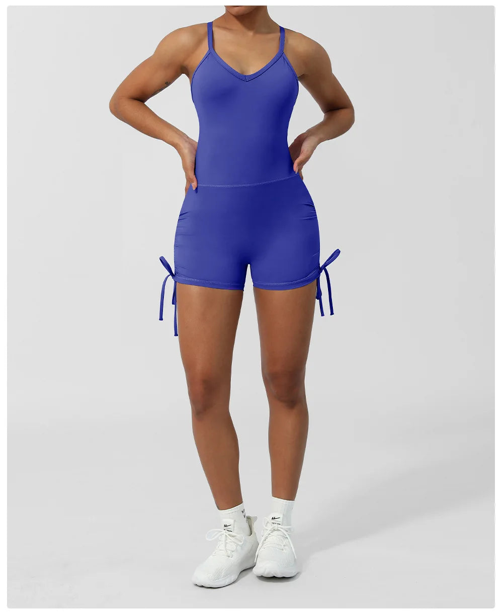 Women's Fitness Yoga Set One Piece Gym Jumpsuit Breathable Quick Dry Running Short Sportswear Workout Activewear