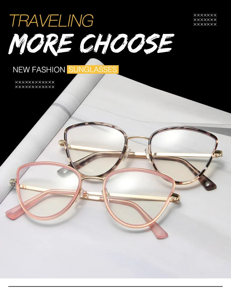 Fashion Cat Eye Eyeglass Frame - Anti Blue Light Prescription Compatible for Women