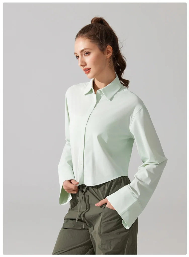 Women's UPF50+ Long Sleeve Yoga Shirt - Quick Dry Sun Protection Top