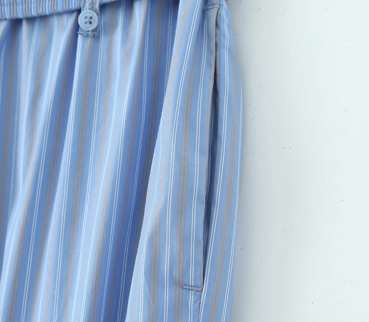 Women's Sense Niche Blue Striped Sleeveless Vest Loose Wide Leg Pants