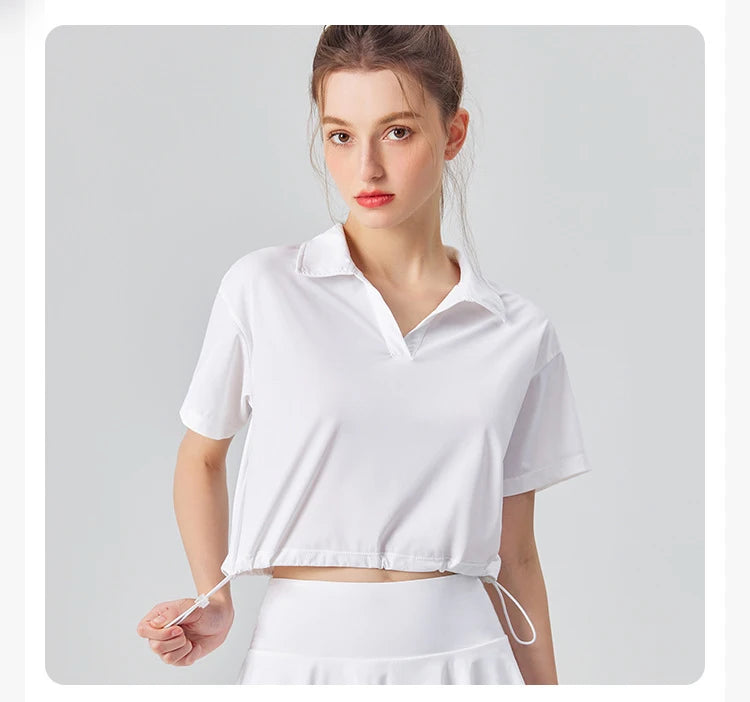 Women's Multi-Sport Athletic T-Shirt - Breathable Crop Top for Yoga & Tennis