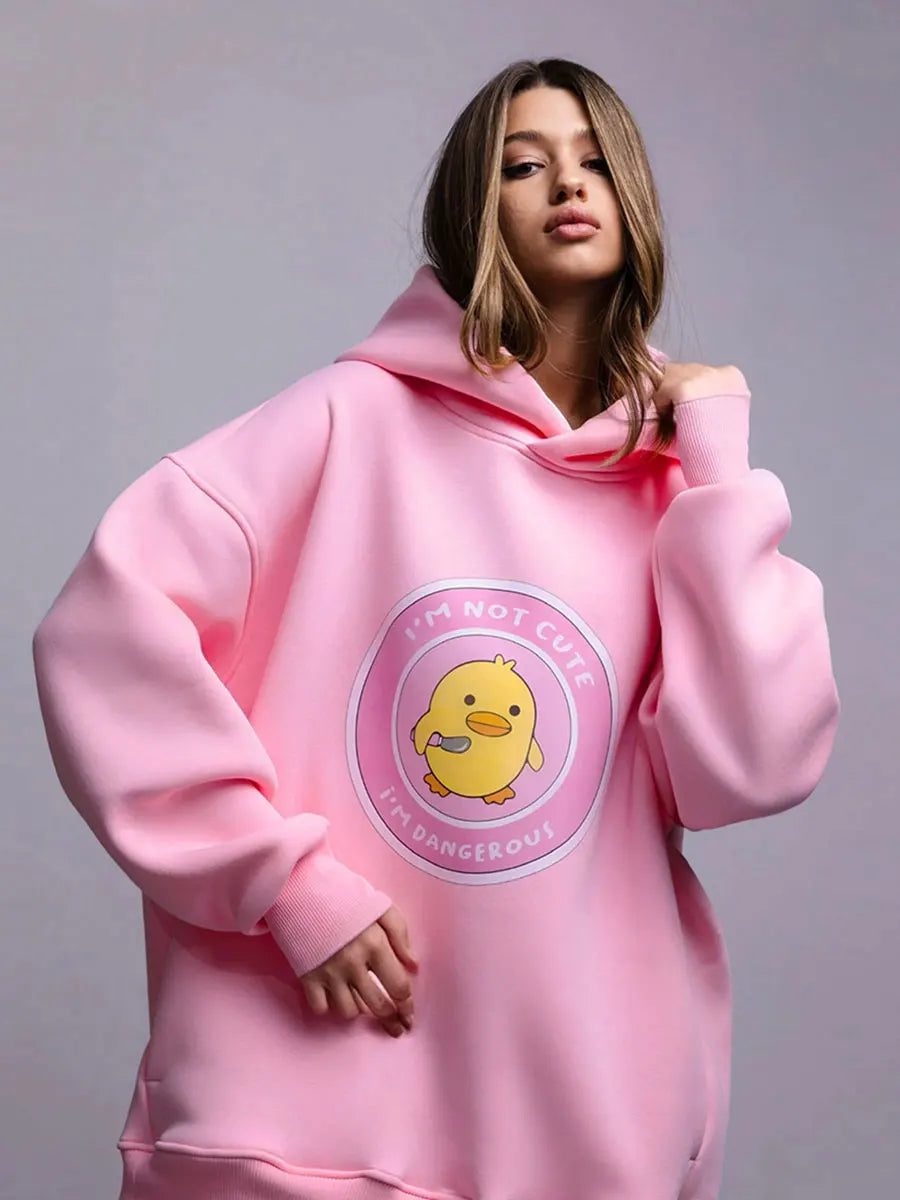 Women's Warm Loose Sports Chic Print Oversized Hoodie