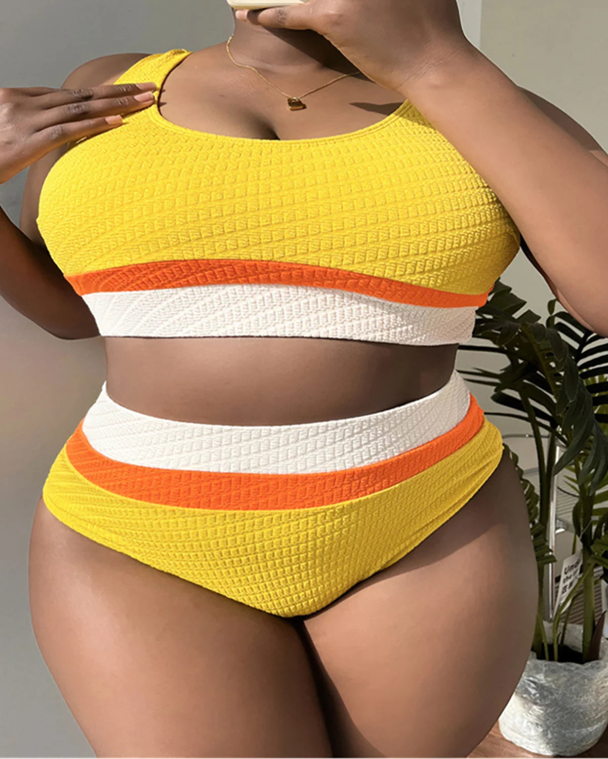 Women's Splicing Bikini Plus Size Swimwear Swimsuit Two-pieces Bikini set