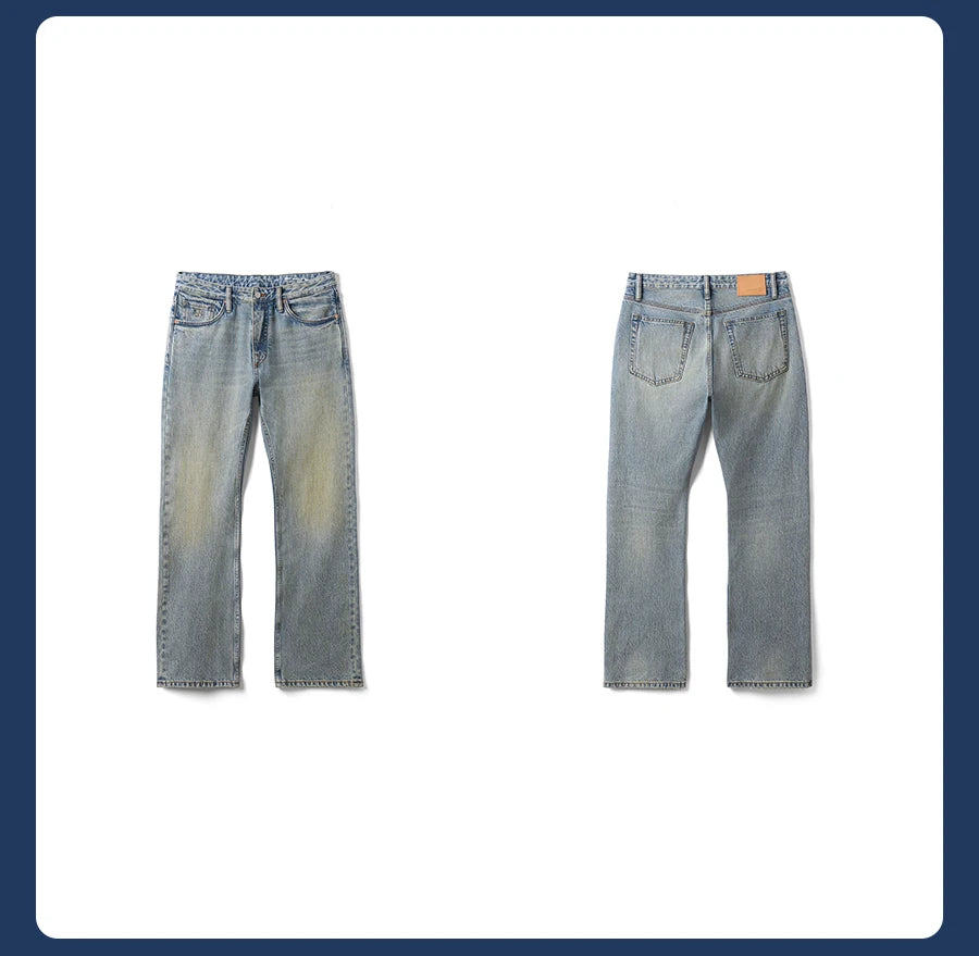 Men's Bootcut Jeans - Vintage Washed Denim with Stretch