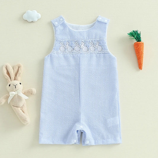 Lovely Baby Easter Romper - Sleeveless Bunny Embroidery Jumpsuit (0-18M)