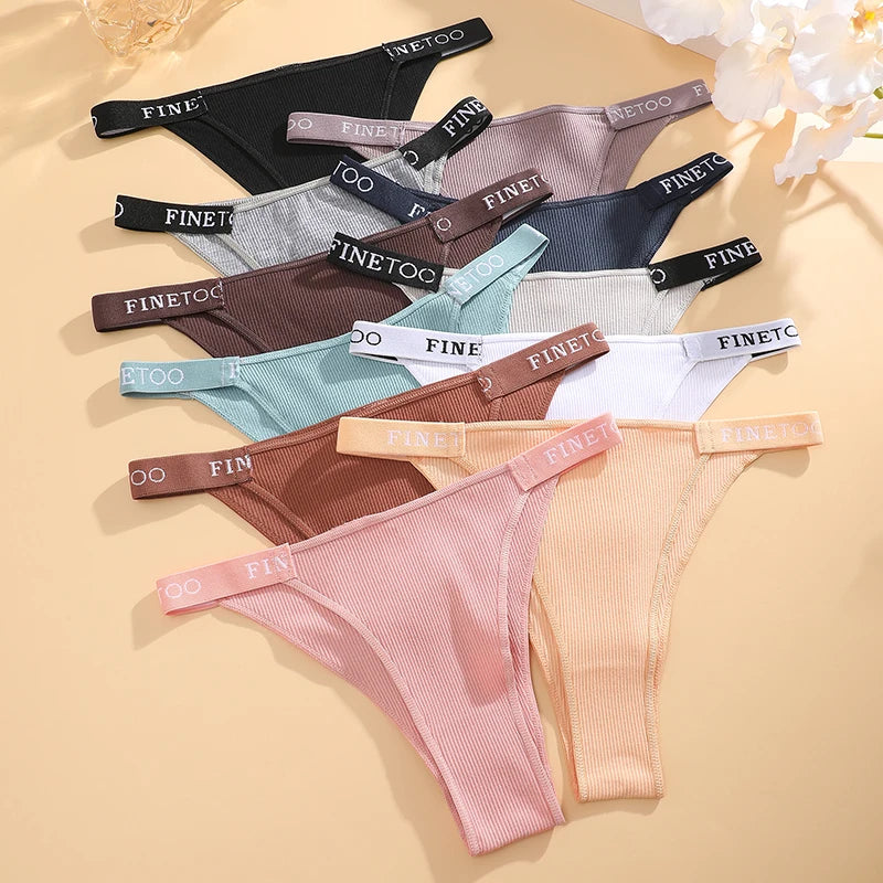 4-Pack Cotton Letter Belt Underwear - Women's Low-Waist Breathable Briefs