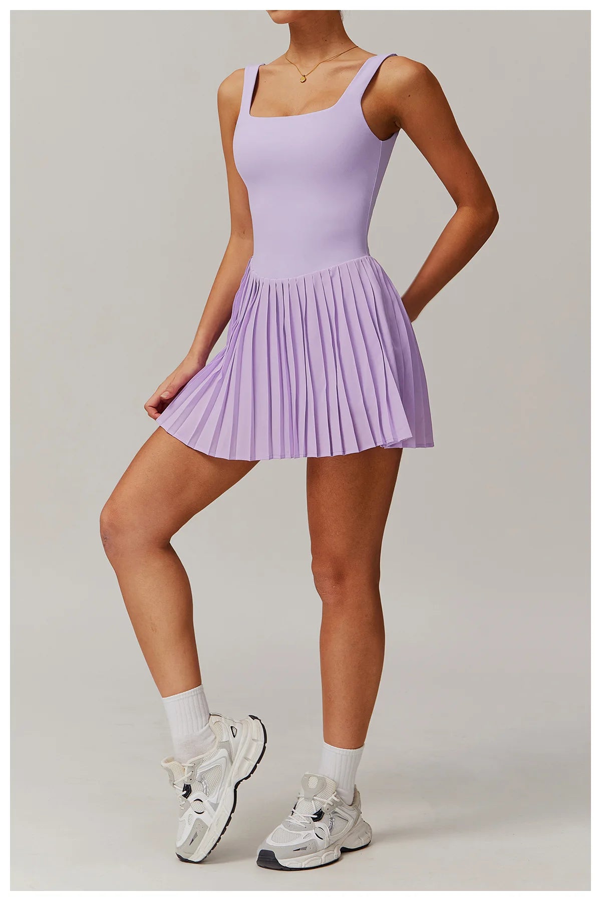 Tennis Skirt with Inner Lining - Pleated Golf Workout Dress with Pockets