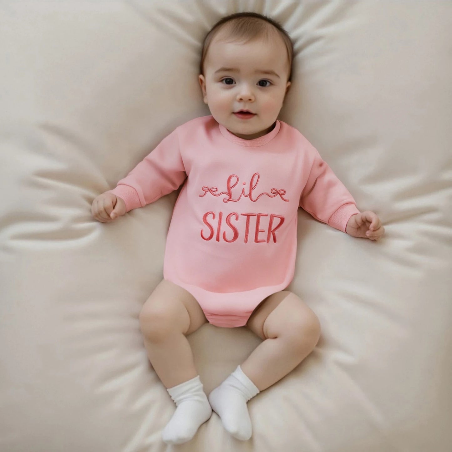 Baby Fall Romper - Letter Embroidery Long Sleeve Round Neck Jumpsuit
