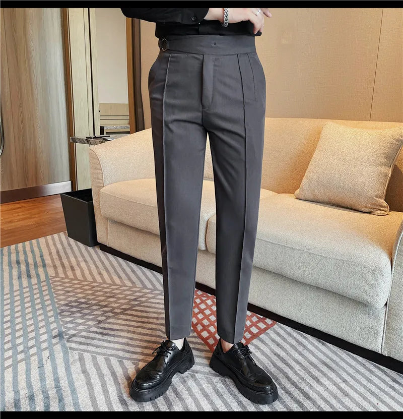 Men's British Style Slim Fit Smart Casual Trousers
