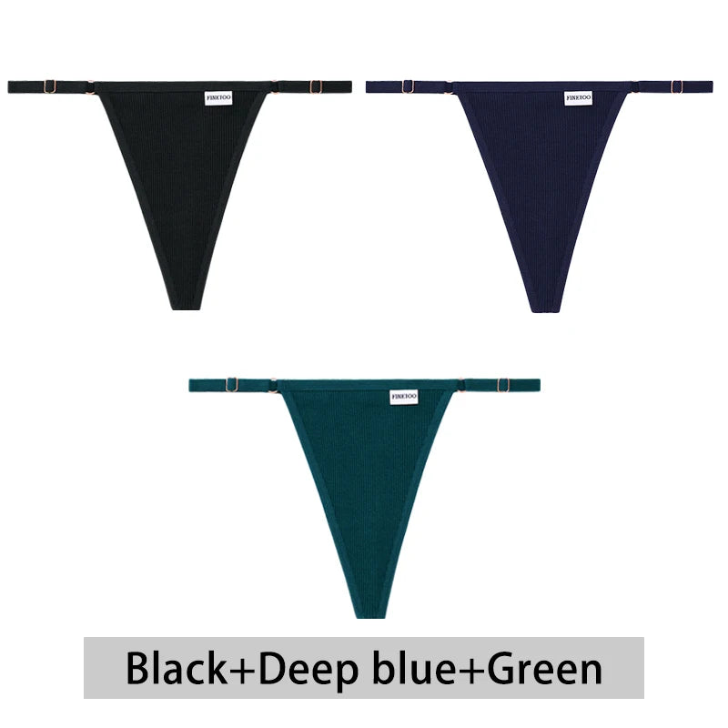 Women's Cotton Thong Set - 3 Pack Low-Rise Bikini Panties