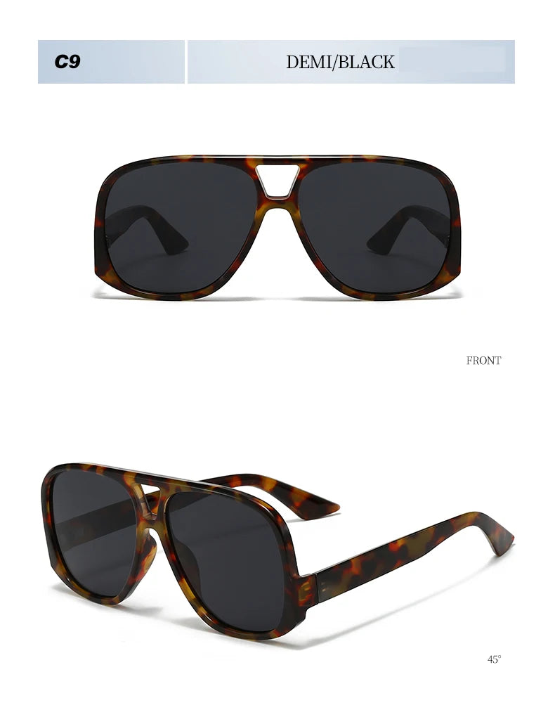 Unisex 1/3pcs Oversized  Double Bridges Sunglasses UV400