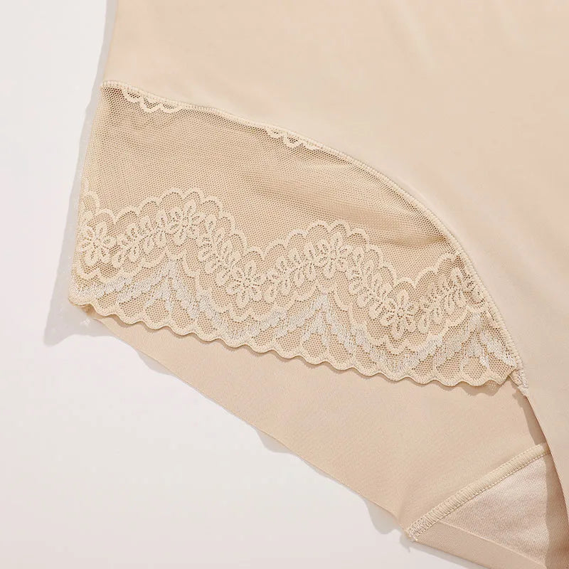 High Waist Tummy Control Panties - Women's Floral Lace Shaping Briefs (S-XXXL)