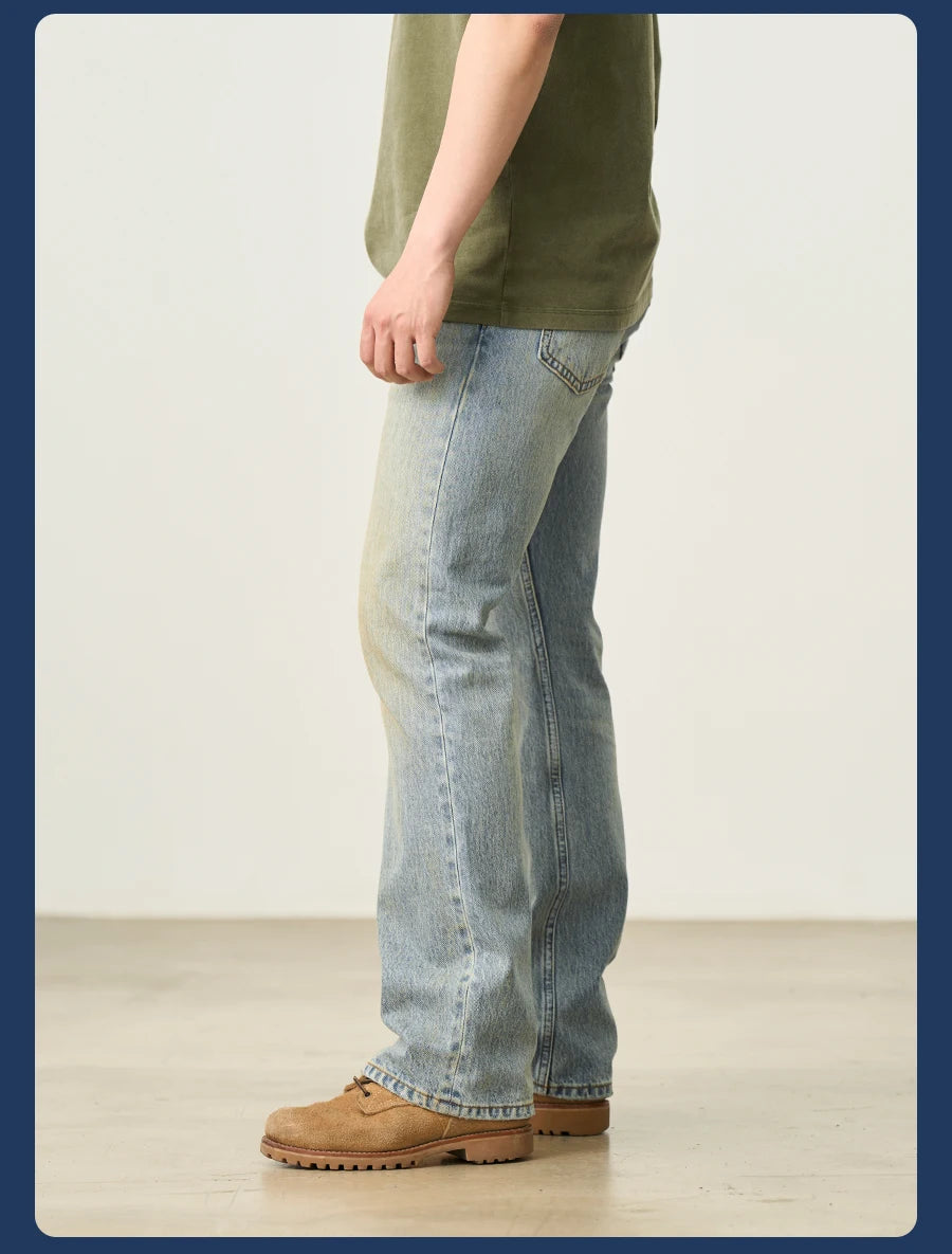Men's Bootcut Jeans - Vintage Washed Denim with Stretch