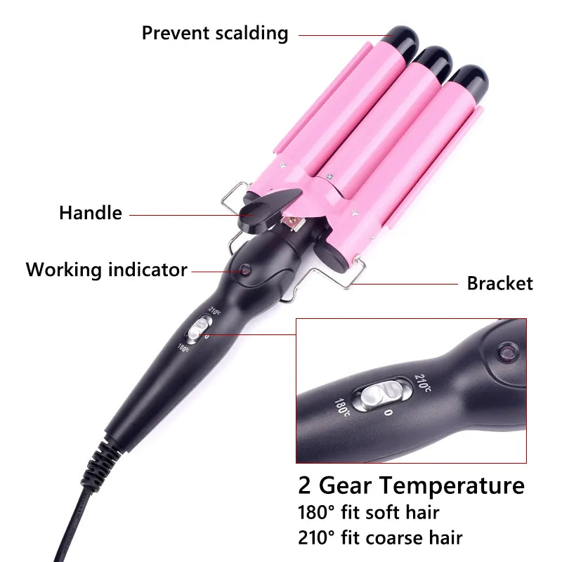Iron Ceramic Triple Barrel Hair Curler