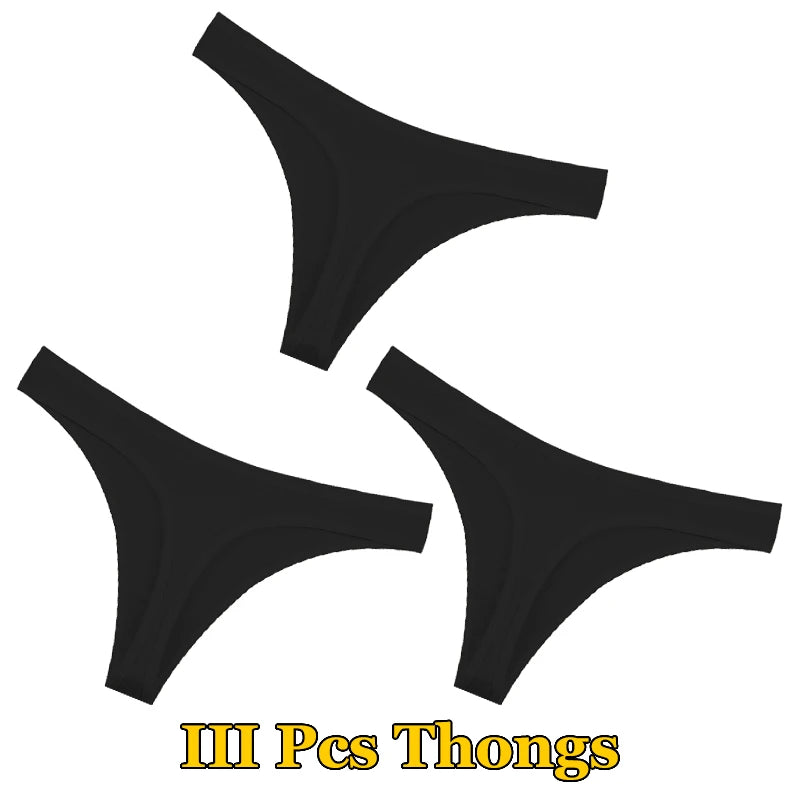 3Pcs Cotton Thongs Pantie Low Waist Comfortable Underwear Breathable G-string Soft Lingerie