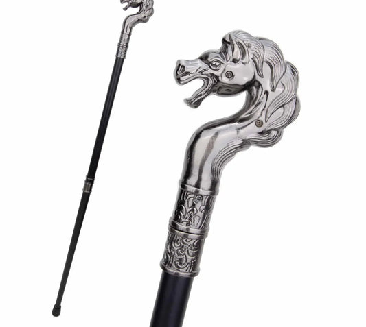 Seahorse Hippocampi Walking Stick - Decorative Vintage Cane 93cm