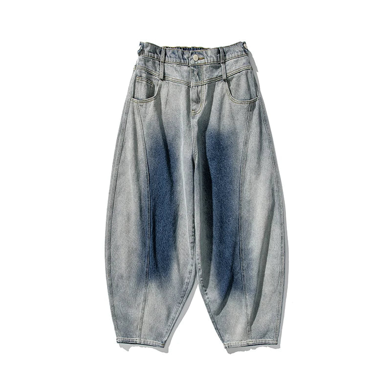 Wide Leg Denim Jeans - Casual Straight Cotton Loose Fit Trousers