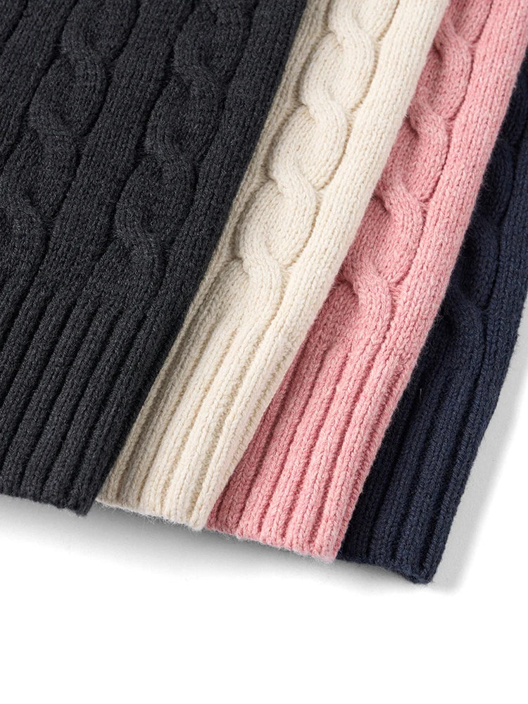 Men's Autumn Winter Oversized Cable Knit Long Sleeve Knitted Casual Vintage Pullover Sweater