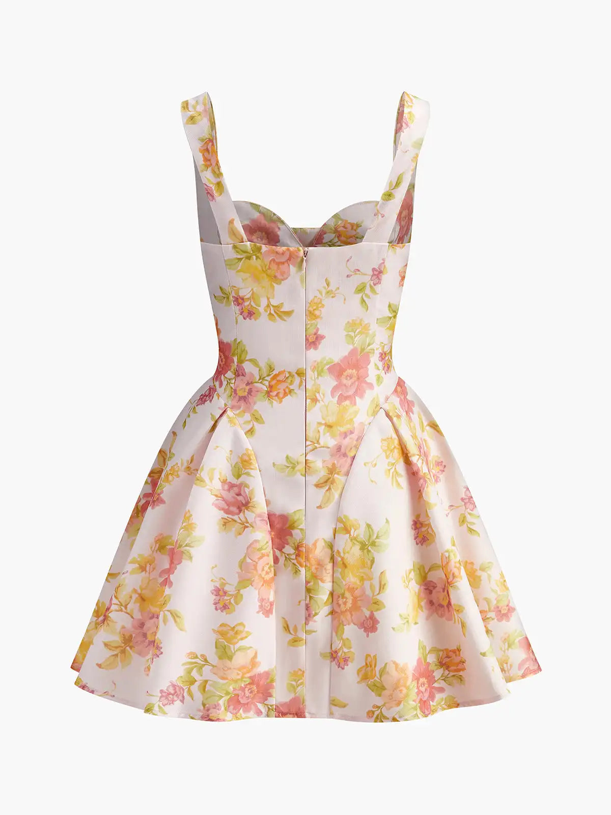 Floral Sweetheart Mini Dress - A-Line Sleeveless Summer Party Dress with Tummy Control