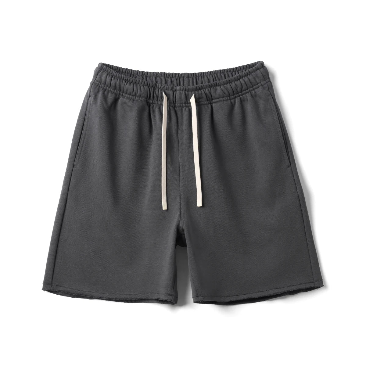 Men's Oversize Athletic Shorts - 390gsm Drawstring Raw Hem Running Shorts