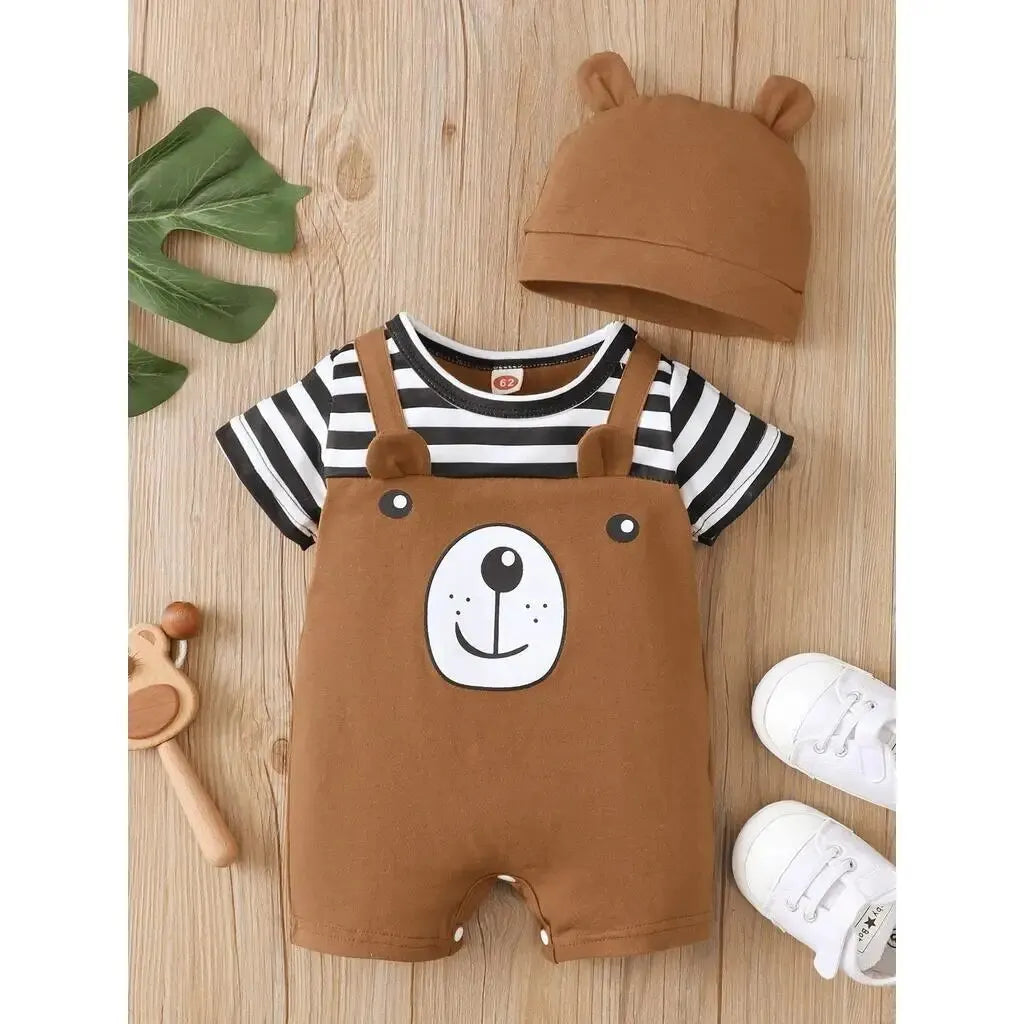 Baby , Toddler Short Sleeves Print Bodysuit 2PCS Jumpsuit Summer Plays