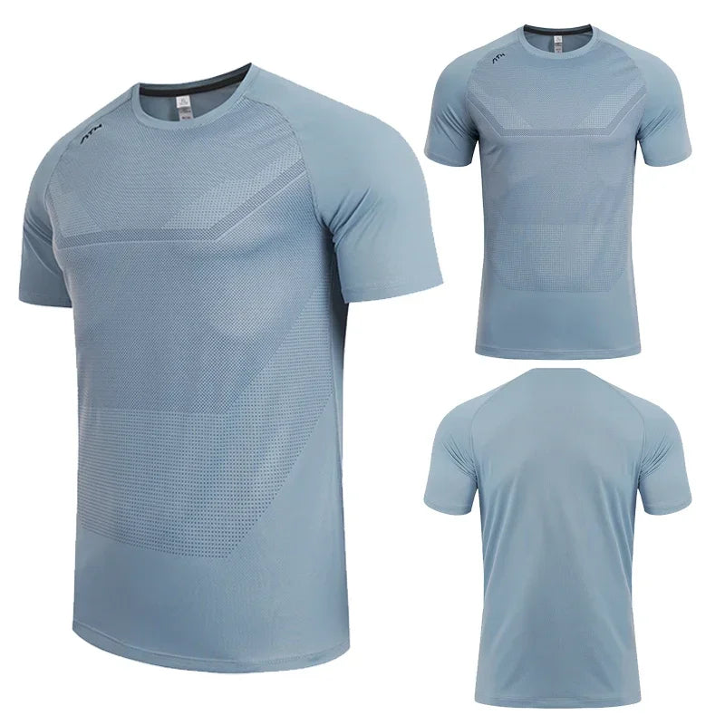 Men's Dry Fit Sport Short Sleeve Running Compression Sweatshirt Tight Sportswear Gym Fitness Elastic Shirts Top Rash Guard T-Shirt