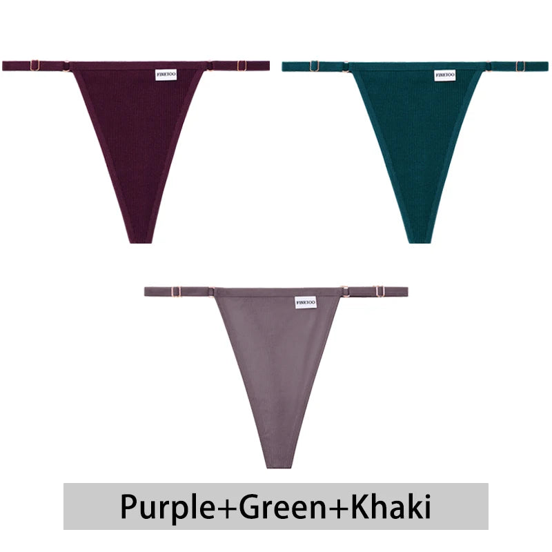 Women's Cotton Thong Set - 3 Pack Low-Rise Bikini Panties