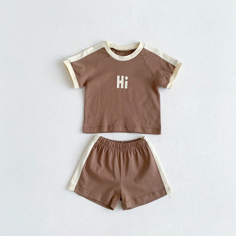 Children's Letter Print T-Shirt and Shorts Outfit Set