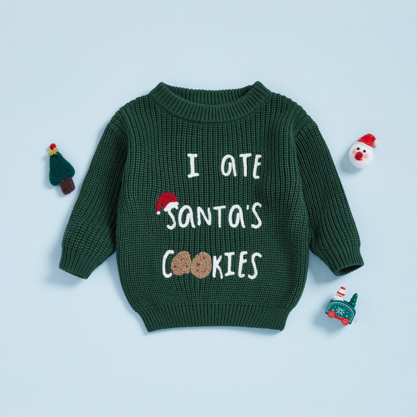 Baby Christmas Sweater - Letter Embroidery Round Neck Pullover Knitwear