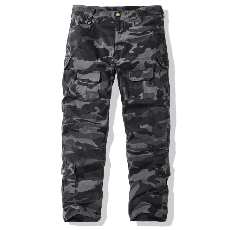 Men's Camouflage Cargo Pants - Military Style Multi-Pocket Joggers