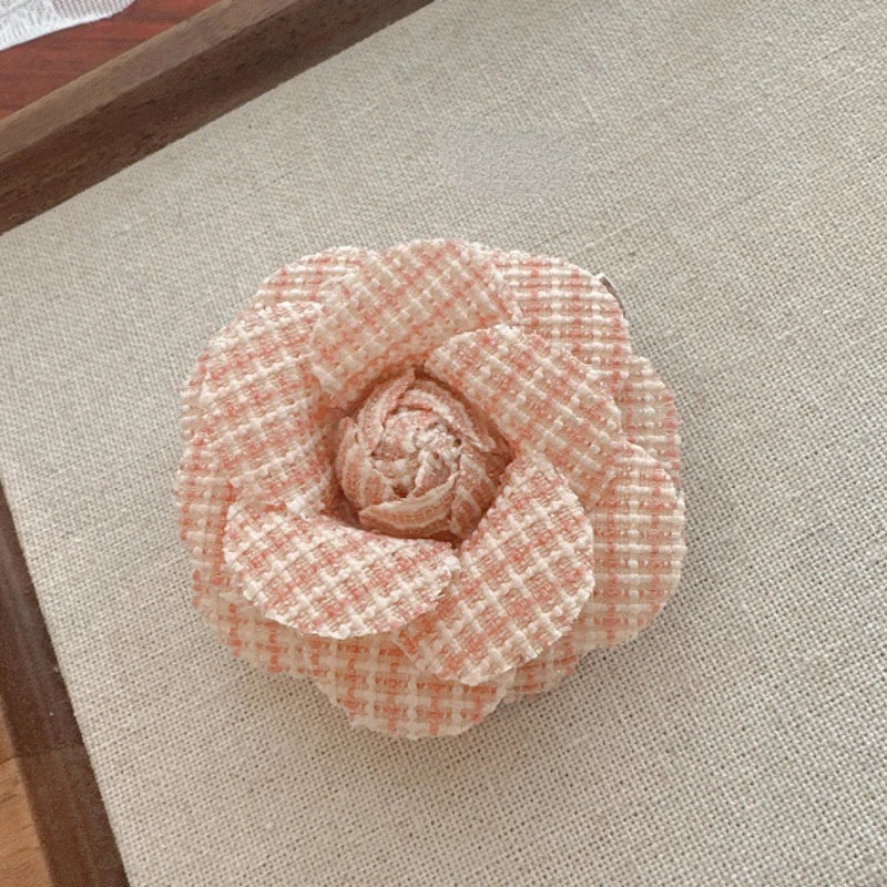 Camellia Flower Brooch - Elegant Fabric Corsage Pin for Women