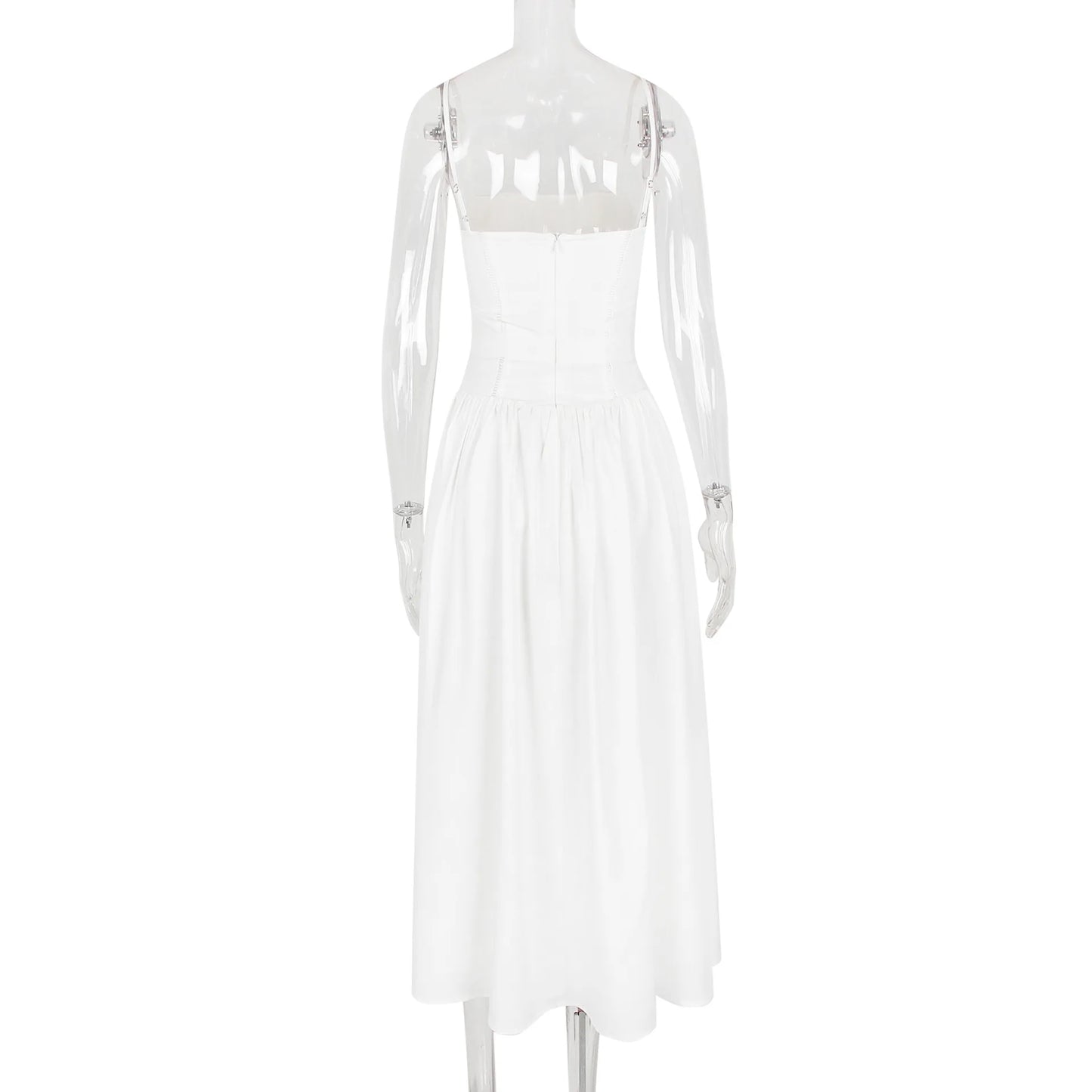 Women's Corset Detail Spaghetti Strap Knotted Long Summer Dress