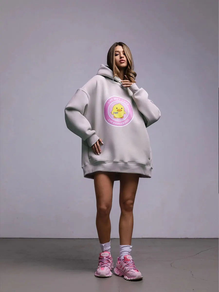 Women's Warm Loose Sports Chic Print Oversized Hoodie